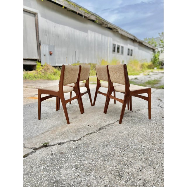 Set of Four Erik Buch Style Danish Dining Chairs With Upholstered Seat and Seat-Back For Sale - Image 9 of 12