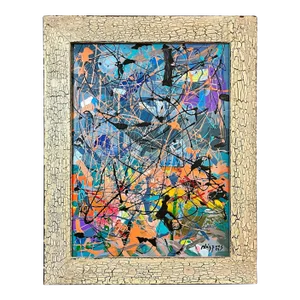 Original Modernist Abstract Composition Acrylic on Canvas by Michel Blázquez