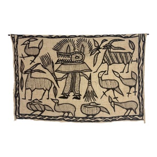 1970s Attributed Senufo Handwoven Mud Painted Korhogo Style Textile For Sale