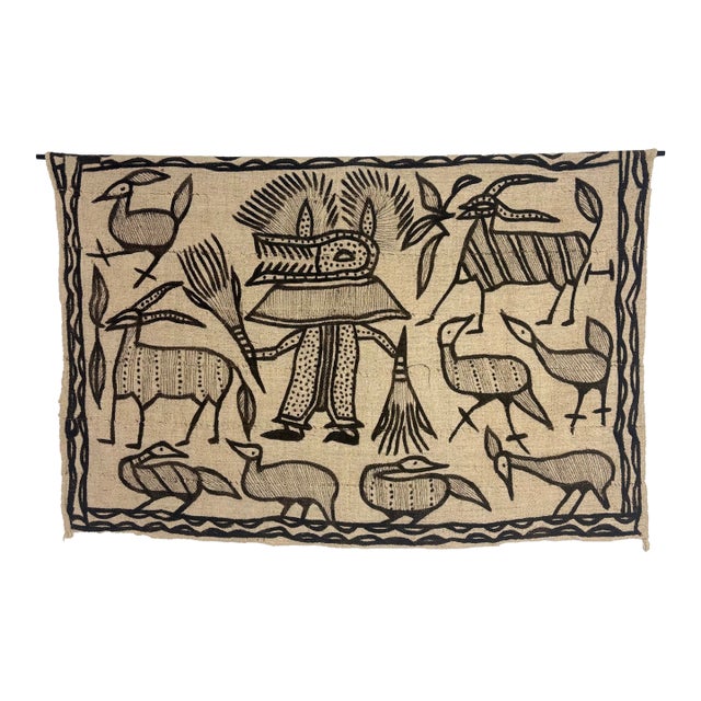 1970s Attributed Senufo Handwoven Mud Painted Korhogo Style Textile For Sale