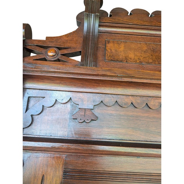 Late 19th-Century Victorian Eastlake Carved Walnut & Marble Hall Tree For Sale - Image 12 of 18