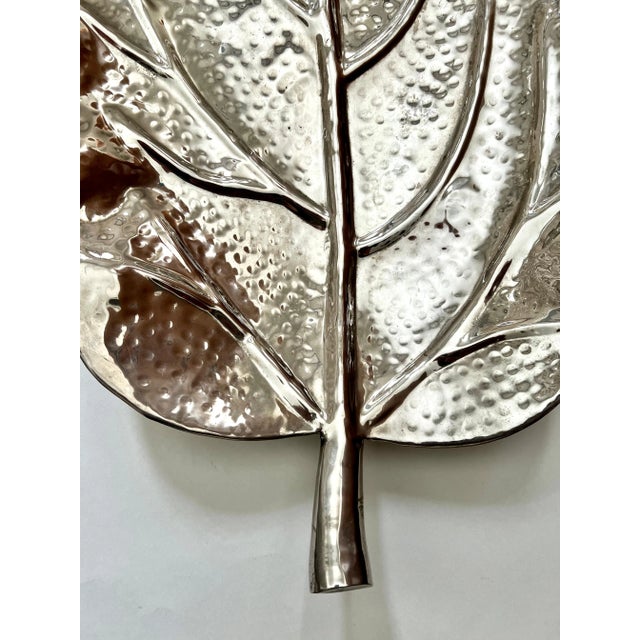Hammered Silverplate Leaf Serving or Decorative Piece For Sale - Image 4 of 9