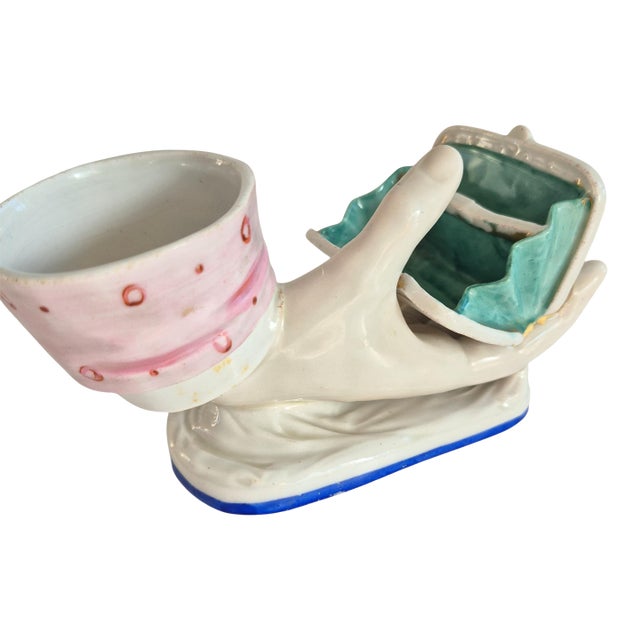 Vintage Porcelain Hand Planter Trinket Dish 1950's Mid Century Ring Holder For Sale