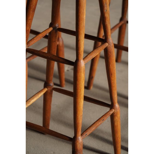 Vintage Rustic Pine Bar Stools, 1930s, Set of 4 For Sale - Image 15 of 18