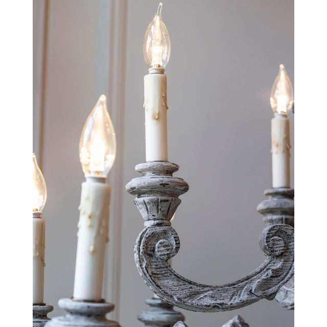 20th Century French Carved and Painted Wood Twelve-Light Chandelier For Sale - Image 17 of 18