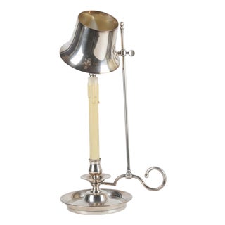 Vintage Bouillotte Silver-Plated Table Lamp with Adjustable Shade, 1980s For Sale