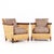 John Hutton for Donghia Merbau Collection Mid Century Mahogany and Rattan Club Chairs - Pair This lounge chair measures:...