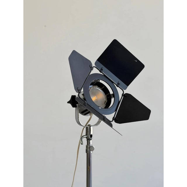 W12 D12 H55.5-84 This Vintage Berkey film Spotlight floor lamp is in good vintage condition with clean chrome base and...