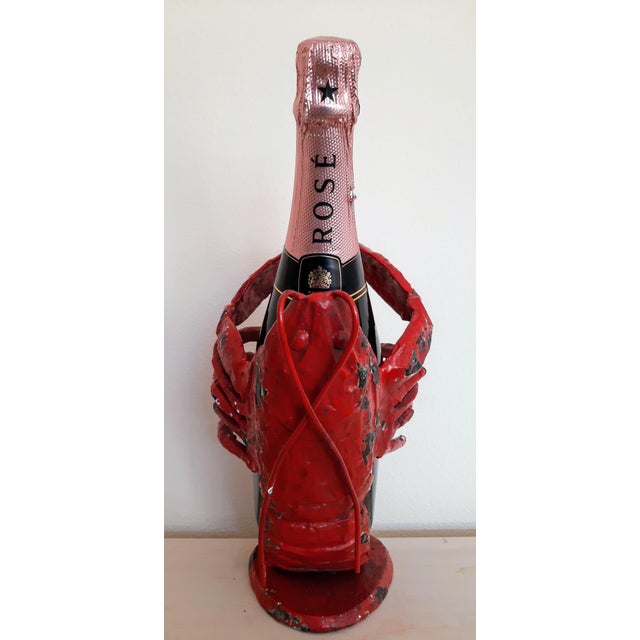 Mid 20th Century Figural Cast Iron Lobster Wine Holder For Sale - Image 5 of 13