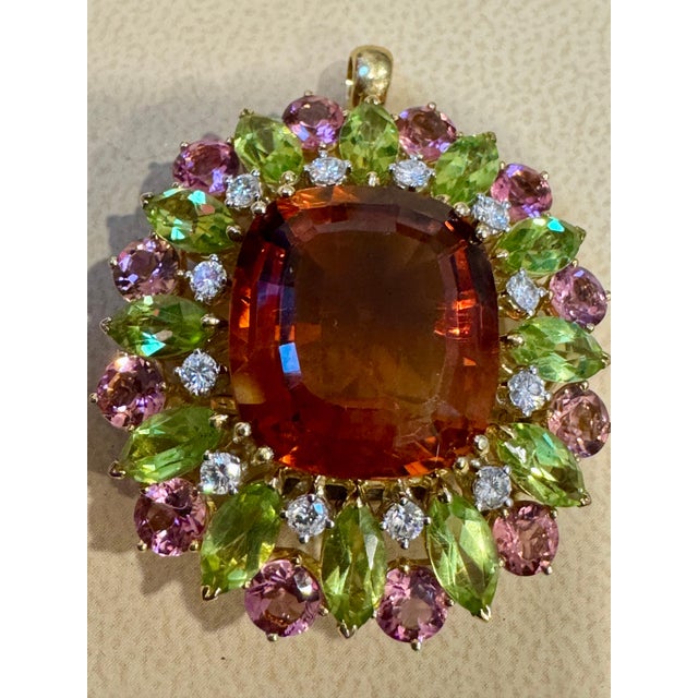 Estate Buccellati GIA Certified Orange Citrine, Diamond Pin/Pendant 18KG 21.8gm For Sale - Image 11 of 18