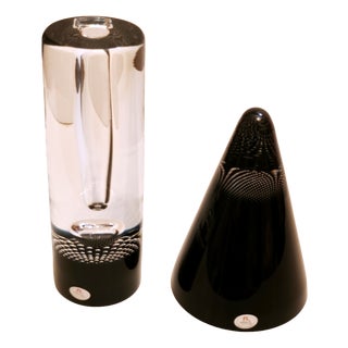 Art Glass Vase and Cone Sculpture by Pavel Havelka for Princ, 1990s, Set of 2 For Sale