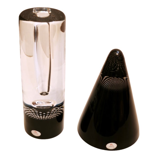 Art Glass Vase and Cone Sculpture by Pavel Havelka for Princ, 1990s, Set of 2 For Sale