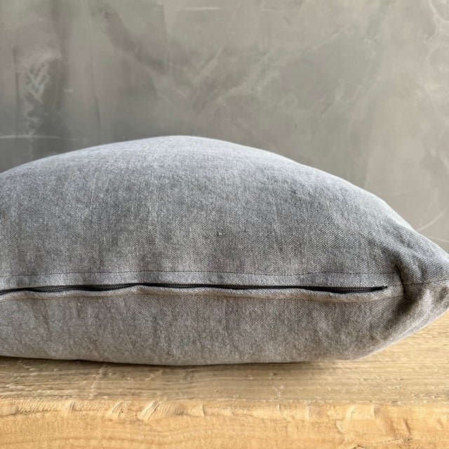 Stone Washed Linen Pillow in Whale Gray With Down Insert For Sale In Los Angeles - Image 6 of 6