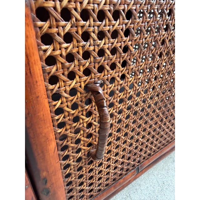 Vintage Burnt Bamboo and Cane Accent Cabinet For Sale - Image 11 of 11