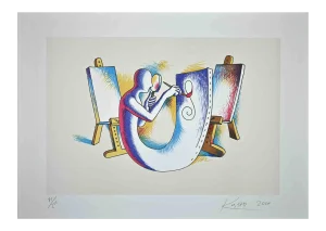 Mark Kostabi, The Painters Atelier, Original Lithograph, 2000