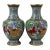 Pair of Chinese Cloisonne Enamel Horse Vases Gold Scrolls Horses Equestrian For Sale