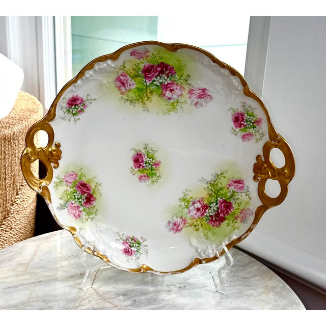 Antique Jean Pouyat Limoges (JPL) Open Handled Platter. Crafted from fine porcelain in France between the late 19th and...