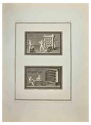 Roccus Pozzi, Cupids and Genii While Work, Etching, 18th Century