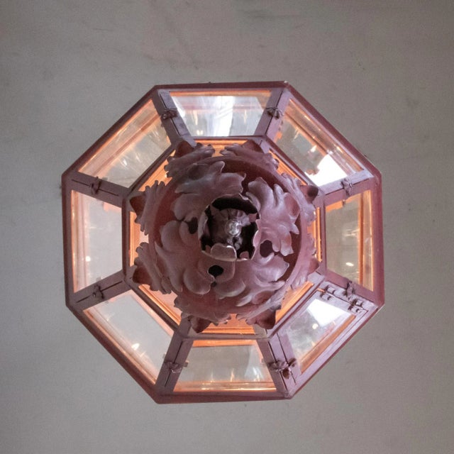 Pair of Large 19th/20th Century French Louis XVI Style Patinated Hand Wrought Lanterns For Sale - Image 11 of 12