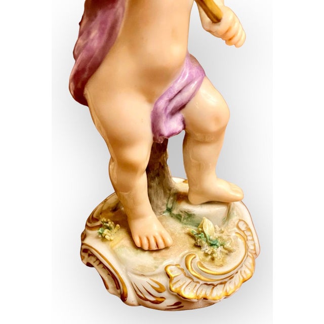 A Pair of Antique Italian Capodimonte Porcelain Cherubs For Sale - Image 10 of 12