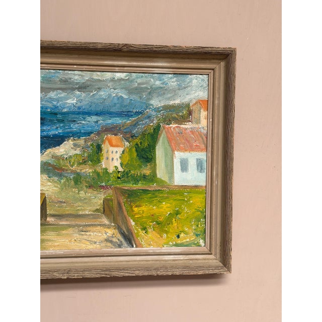 Coastal Landscape with House, 1950s, Oil Painting on Panel, Framed For Sale - Image 13 of 18