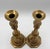 Pair of brass candlesticks, circa 1860, English. Turned inverse vasi-form middle flanked by pinched sections over...