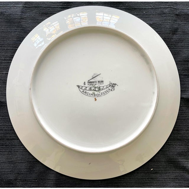 Design Ceramic Plate with Vegetable Face Fornasetti For Sale - Image 4 of 6