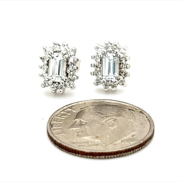 Natural Sapphire Diamond Stud Earrings 14k W Gold 0.94 TCW Certified For Sale - Image 14 of 16