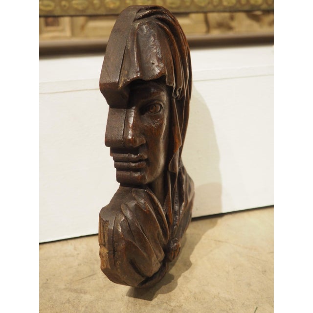 Brown Set of 17th/18th Century French Carved Oak Renaissance Style Profile Busts For Sale - Image 8 of 18