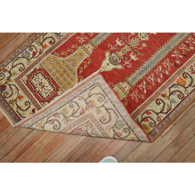 Zabihi Collection Red Vintage Turkish Prayer Rug - 3'3" x 6'1" For Sale - Image 10 of 18