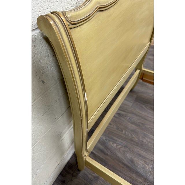 Vintage Twin Size French Provincial Louis XV Style French Bisque Cream Bed For Sale - Image 11 of 17