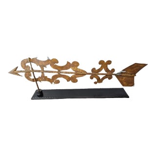 Large Antique Early American Scrollwork Banner Weathervane For Sale