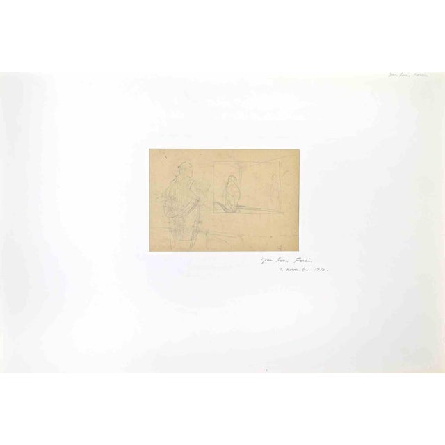 Jean-Luis Forain, Man in the Mirror, Pencil Drawing, Late 19th Century For Sale - Image 3 of 3