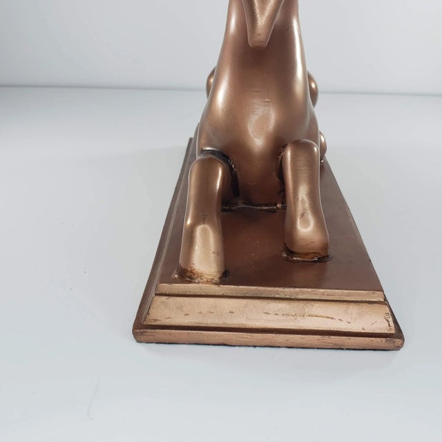 Copper Late 20th Century Art Deco Copper Colored Gazelle Impala Deer Statue Figurine For Sale - Image 8 of 12