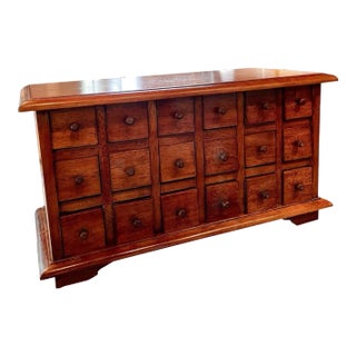 Late 19th Century Antique 18 Drawer Hardwood Table Top Apothecary Cabinet For Sale