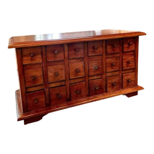 Late 19th Century Antique 18 Drawer Hardwood Table Top Apothecary Cabinet