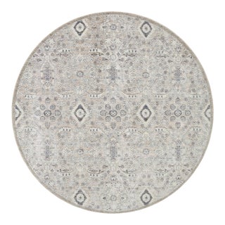 Amber Lewis x Loloi Zuma Silver / Sky 3'-0" x 3'-0" Round Accent Rug For Sale