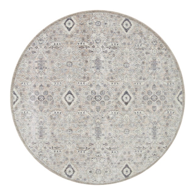 Amber Lewis x Loloi Zuma Silver / Sky 3'-0" x 3'-0" Round Accent Rug For Sale