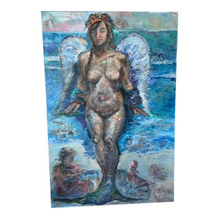 Birth of a Mermaid – Original Contemporary Figurative Oil Painting by Nancy Van Ness For Sale
