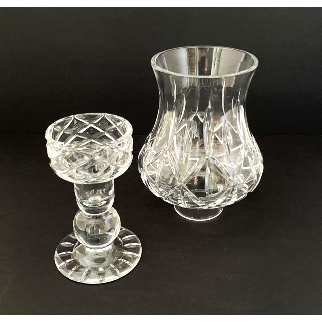1970's 2 Pc Hurricane Candle Holder & Globe, 24% Lead Crystal by Block Poland For Sale - Image 9 of 14