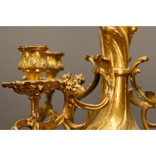 Large French Louis XV Style Bronze Candelabras, 1920, Set of 2 For Sale - Image 6 of 18