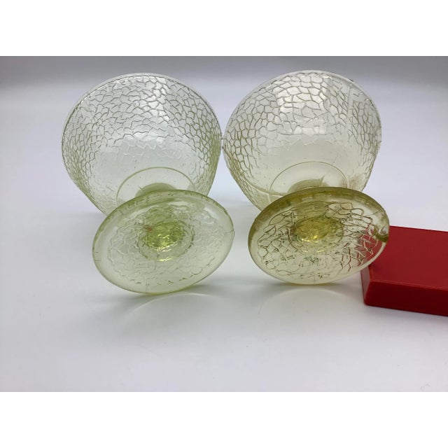 1930s 1930s Crackle Yellow Canary Vaseline Sherbet Cups- Set of 2 For Sale - Image 5 of 13