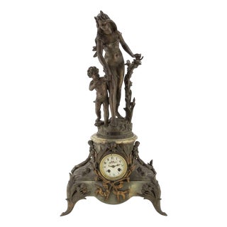 Antique Onyx and Antimony Clock, Late 19th Century For Sale