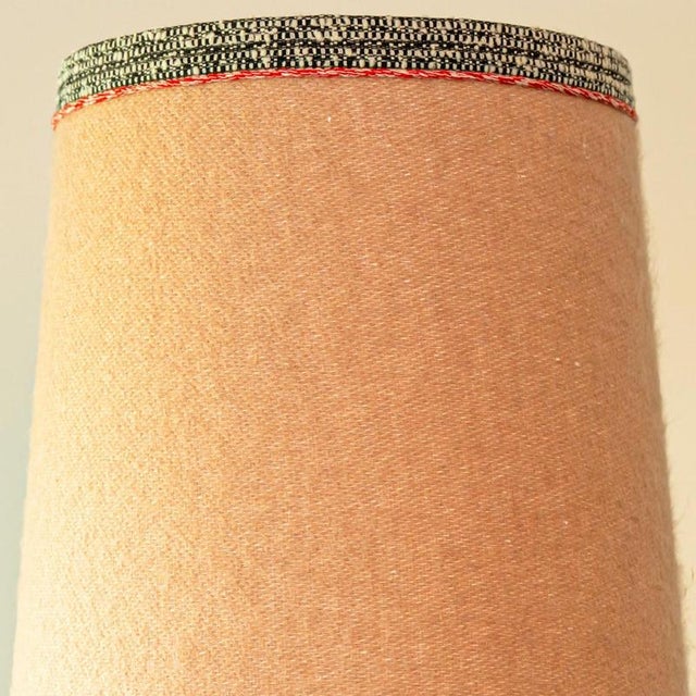 Ceramic Metallic Ceramic Floor Table Lamp with Mohair Lampshade attributed to R. Houben, 1970s For Sale - Image 7 of 9