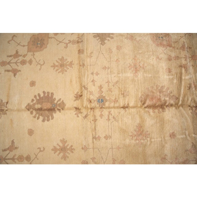 Beige 8x11 Peshawar Hand Knotted Wool Rug, Gold and Rust Oushak Design For Sale - Image 8 of 14