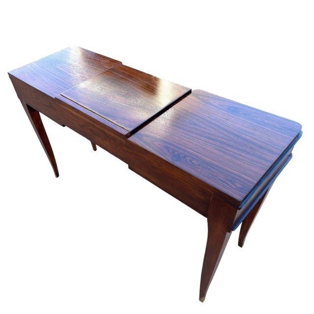 Early 20th Century French Art Deco Flip Top Madagascar Rosewood & Brass Dressing Table Vanity For Sale - Image 10 of 13