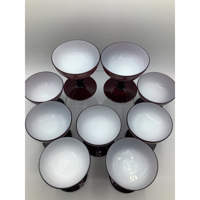 Carlo Moretti Vintage Carlo Moretti Italy Purple White Cased Glass Champagne Coupes - Set of 8 For Sale - Image 4 of 6
