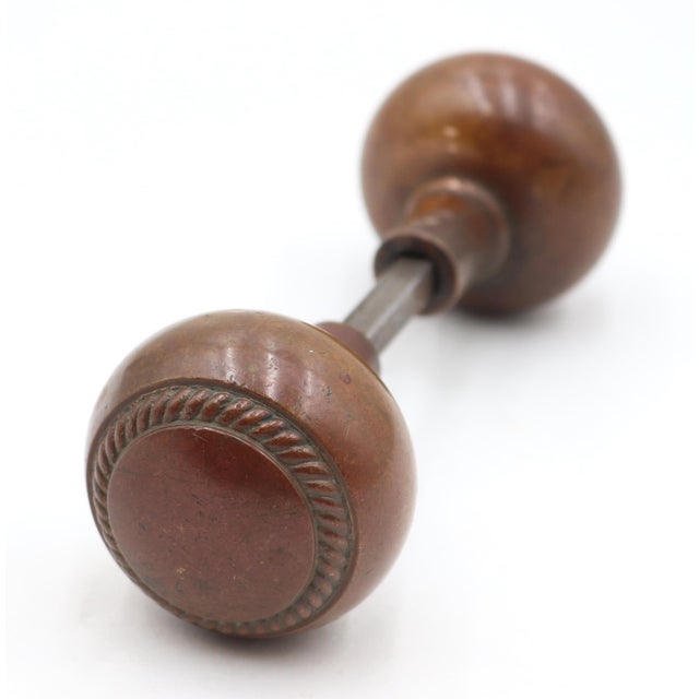 Mid 20th Century Vintage Pair of Concentric Bronze Passage Door Knobs For Sale - Image 5 of 7