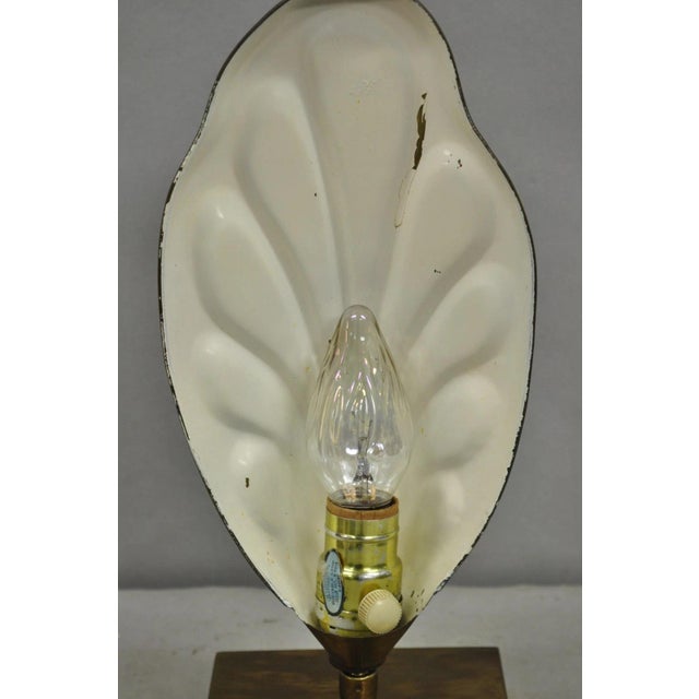 Vintage Chapman Hollywood Regency Burnished Brass Small Leaf Sconce Table Lamp For Sale - Image 10 of 11
