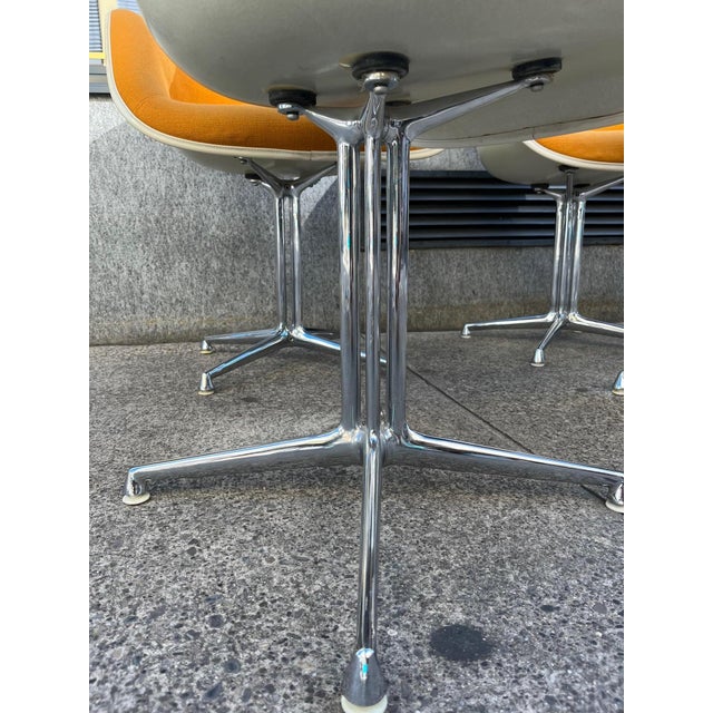 Vitra Lafonda Armchairs in Orange Fabric with Chrome Legs by Charles and Ray Eames for Vitra, 1970s, Set of 6 For Sale - Image 4 of 10